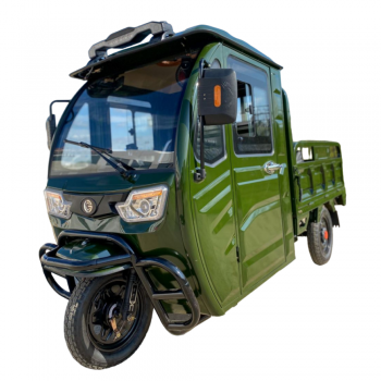 Электротрицикл грузовой GreenCamel Тендер D1500 (60V 1000W) кабина, понижающая темно-зеленый